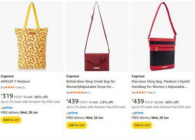 Amazon: Upto 80% OFF Caprese Bag for Women