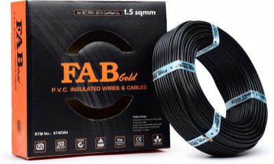 1.5 sqmm Single Core Copper Electrical Wire, 90 Meter (Black)