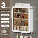 1 Pcs Plastic Self-Adhesive No-Drill Bathroom Shelf & Storage Cabinet with Stickers, Organiser for Bathroom, Essentials, Makeup, Skincare, Wall-Mounted Multi-Purpose Storage Cabinet...
