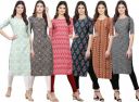 1 Stop Fashion Pack of 6 Women Printed Crepe Straight Kurta...