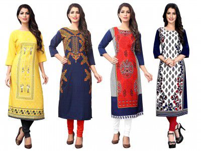 1 Stop Fashion Women's Straight Kurta (Pack of 4) (530001-530002-530003-530069_Multi_4xl)