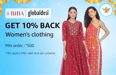 Get 10% Cashback on Women's clothing with 50 Amazon Diamonds