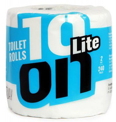 10 on TISSUES Lite Ultra Soft Toilet Roll/Tissue, 2Ply - 240 Pullls