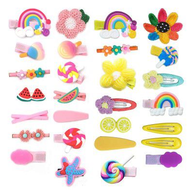 10 Pcs Baby Girl Hair Accessories Hair Clips for Toddler Girls Cute Candy Rainbow Barrettes Dessert Patterns  