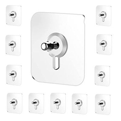 [ 10 Pcs ] Stainless Steel, PVC, ABS Nail Free Seamless Adhesive Non-Trace No Drilling Installation Hanging, Waterproof Screws Wall Hook (Transparent)