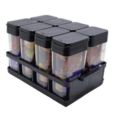 100 Ml 8 Pcs Sets Airtight masala box for kitchen spices storage containers masala container for kitchen multi storage container for kitchen Easy Flow Spice Storage Container with Tray