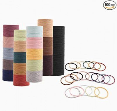 [100 PCS] Hair Ties for Thick Hair - 2mm x 4cm Premium Nylon Black Hair Tie Bulk for Women Girl Small Ponytail Holders Men Hair Elastic Band(Multicolor)
