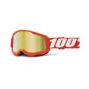 100% Strata 2 Motocross & Mountain Bike Goggles - MX and MTB Racing Protective Eyewear (Orange - Mirror Gold Lens)...
