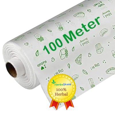 100Mtr Herbalabs Food Wrapping Paper Roll (Non Toxic) | Butter Paper Roll for Baking(White)/ New Organic Rough Surface.