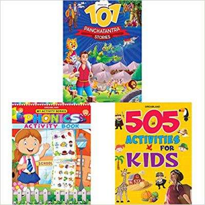 101 Panchatantra Stories+505 Activities for Kids+My Activity- Phonics Activity Book(Set of 3 Books) 