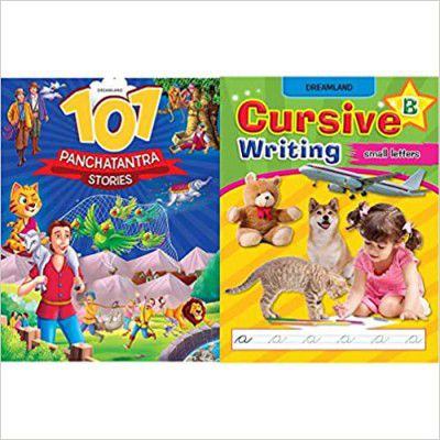 101 Panchatantra Stories+Cursive Writing Book (Small Letters) - Part B (Set of 2 Books) 