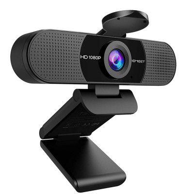 1080P Webcam with Microphone, eMeet C960 Web Camera, 2 Mics Streaming Webcam with Privacy Cover, 90°View Computer Camera, Plug&Play USB Webcam