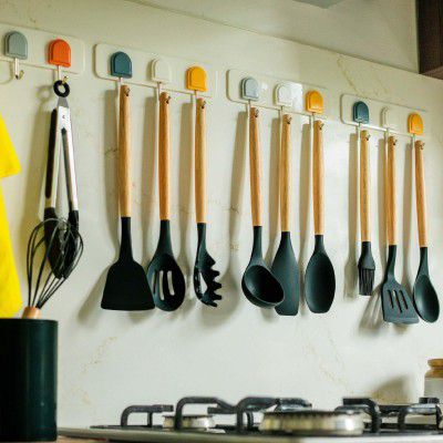 10club 12 Pcs Silicone Spatula for Kitchen (with Plastic Holder) 