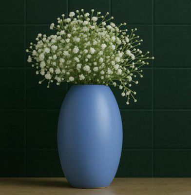 10club Ceramic Oval Vase | Flower Vase for Home Decor | Ceramic Vase | Blue | for Home, Office, Centerpiece or Gifting