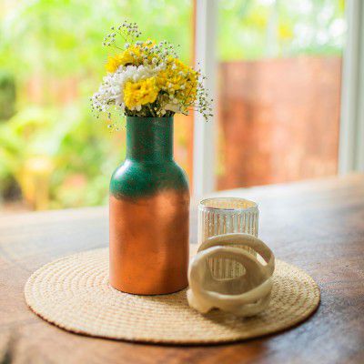 10Club Large Rust Blue Metal Flower Vase - Elegant Home Decor