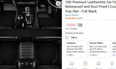 10D Premium Leatherette Car Foot Mat for Heal pad100% Waterproof and Dust Proof | Custom Fitted 10D Car Floor Tray Mat - Full Black