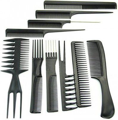 10Pcs Pro Salon Hair Cut Styling Hairdressing Barbers Combs Brush Comb Set, Black (Set of 10)