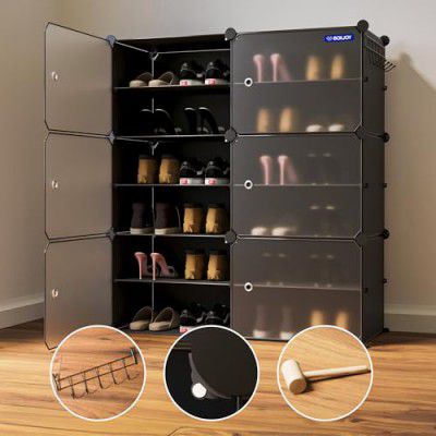 BOXJOY 12 Shelf Shoe Rack Box Organizer with Strong Door Magnets
