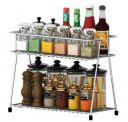 12FOR COLLECTION 1PCS Stainless Steel 2 Layer Spice Rack Corner Storage Rack and Spice Container Rack for Kitchen, Storage Shelf Rack Spice Rack Multipurpose Storage Rack for Kitchen (Silver, 1 Pc)...