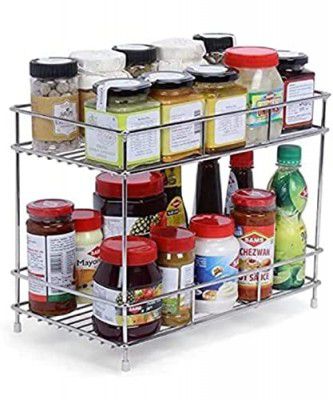 12FOR COLLECTION Stainless Steel 2 Tier Kitchen Rack | Kitchen Pantry Storage Organize