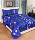 144 TC Polycotton Double 3D Printed Bedsheet (Pack of 1, blue)...