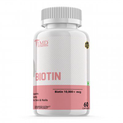 1MD NUTRITION | Biotin for hair growth 10000mcg+ with Amla for Men & Women, Biotin supplement to support Hairfall Control & Healthier Skin, Certified Clean & Vegan, powder