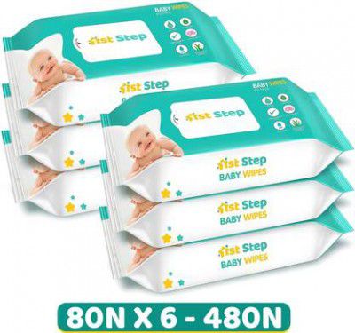 1st Step Baby Wet Wipes Enriched With Aloe-Vera And Jojoba Oil (Pack Of 6)  (480 Wipes)