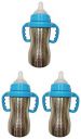 2 in 1 Double Wall Insulated 304 Stainless Steel Anti Colic Feeding Bottle - 290 Ml (Pack of 3, Red)...