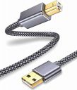 2 Meter Printer Cable rts USB Printer Cord 2.0 Nylon Braided Gold Plated - A-Male to B-Male Cord USB A to B Cable High Speed Scanner cable Cord Compatible with Hp, Cannon, Brother, Samsung, Dell, Epso...