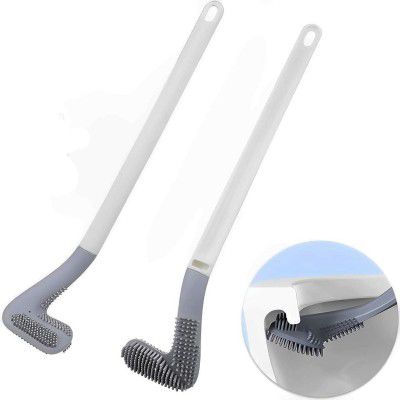 2 Pc Golf Toilet Brush Set with Holder, Bathroom Cleaning Brush, (Gray, 2 Pc)