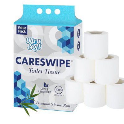 2 Ply Toilet Tissue Paper Rolls 1050 Sheets Pack of 6 Super Soft | Flushable | Easy to Tear