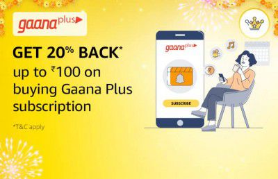 Get 20% Back up to ₹100 on buying Gaana Plus subscription with 20 Amazon Diamonds