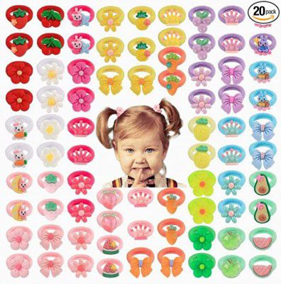 [20 Pcs] Baby girl hair tie Toddler Hair Bands Baby Hair Ties For Infants Ouchless,Resin Sweet Bows 1 Inch Mini Elastic Rubber Bands In 10 pairs