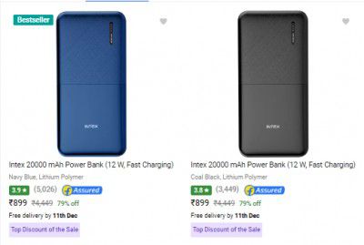 20000 mAh Intex Power Banks @ ₹799