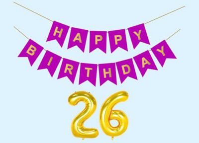26th Happy Birthday Decoration Kit Purple