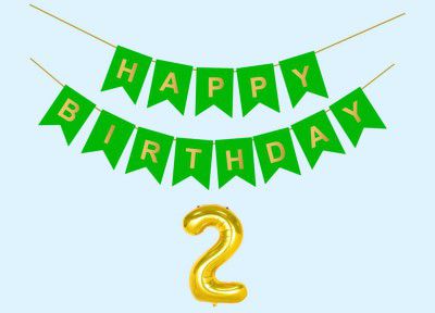 2nd Happy Birthday Decoration Kit Green for