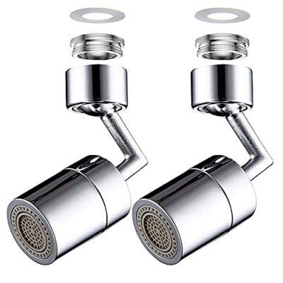 2PCS 720-Degree Swivel Faucet Aerator, Bathroom Sink Spray Aerator Anti-Splash Rotate Faucet and Water Saving Faucet Sprayer Head Attachment for Kitchen Backyard, 55/64 Inch-27UNS Female Thread.