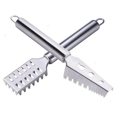 [2PCs] Fish Scale Remover Scraper Sichumaria Fish Cleaning Tools Fish Skin Remover Stainless Steel Sawtooth Fish Cleaning Brush Machine for Kitchen Fish Scaler Cutting Knife