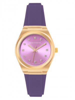 French Connection 3 Hands Purple Dial Round Sunray Analog Watch for Women - FCS07PR