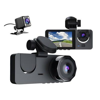 [New Launch] 3-Lens Camera Dash Cam for Car Full HD 1080p Recording with Night Vision,128GB MicroSD Card