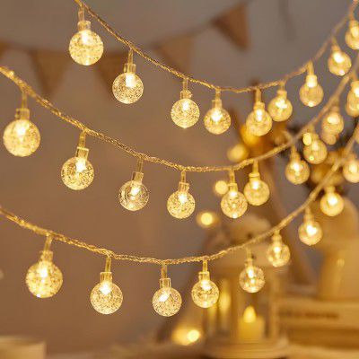 MoonlitDreams 14 LED 3 Meter Crystal Bubble Ball String Light, (Warm White, Pack of 1)