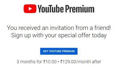 [Loot] 3 months of YouTube Premium at ₹10
