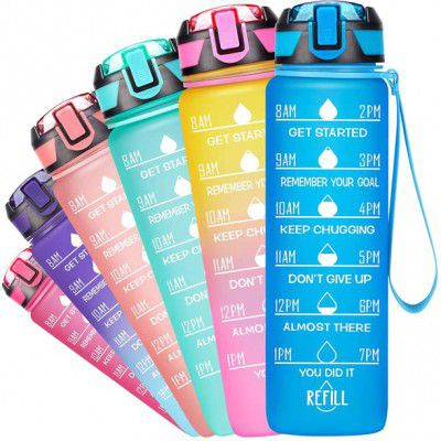 32oz Motivational Time Marker to Ensure You Drink Enough Water Daily for Fitness 1000 ml Bottle