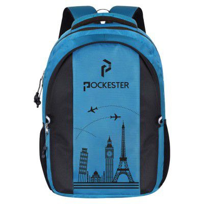 35L Water Resistant Large Laptop/Office/College/School/Travel Casual Design Unisex Backpack (Fits up 15.6 inch laptop) (Sky Blue)…