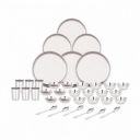 36 Pieces Stainless Steel Dinnerware/Dinner Set - 6 Thali, 6 D.Plate, 12 Bowl, 6 Glass, 6 Spoon, Kitchen Set for Home & Restaurants, Family - Silver,Solid...