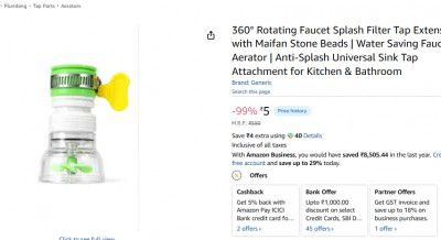 360° Rotating Faucet Splash Filter Tap Extension with Maifan Stone Beads