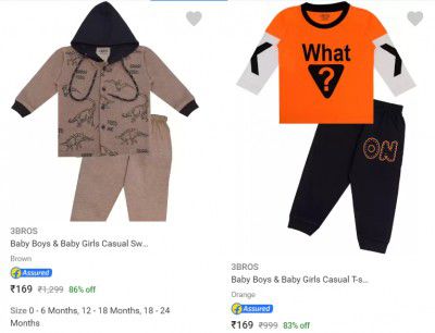 3bros Kids Apparel Combos Upto 75% off