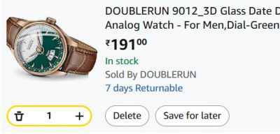 Amazon Bazaar : 3D Glass Date Display Dial Leather Belt Analog Watch - for Men