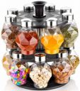 3D METRO SUPER STORE 360Ã?Â° Revolving New Diamond Spice Rack Masala Rack Spice Box Masala Box Masala Container (1 Stand,16 Plastic Bottles With Steel Cap) - 350 ml Plastic Utility Container  (Clear)...
