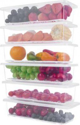 3D SUPER STORE Plastic Fridge Container - 1800 ml (Pack of 6, Clear)